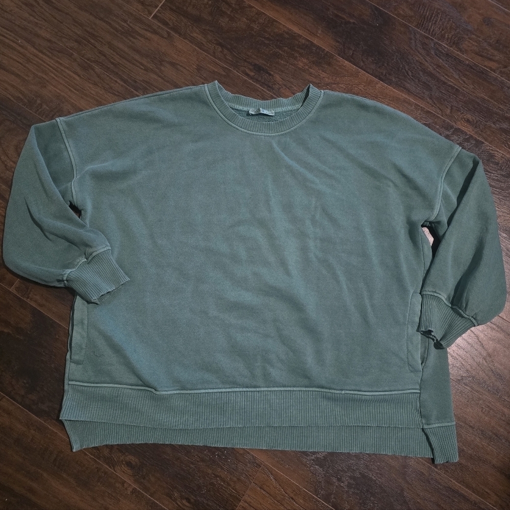 Zenana Outfitters | Teal Sweatshirt W/ Pockets 3X